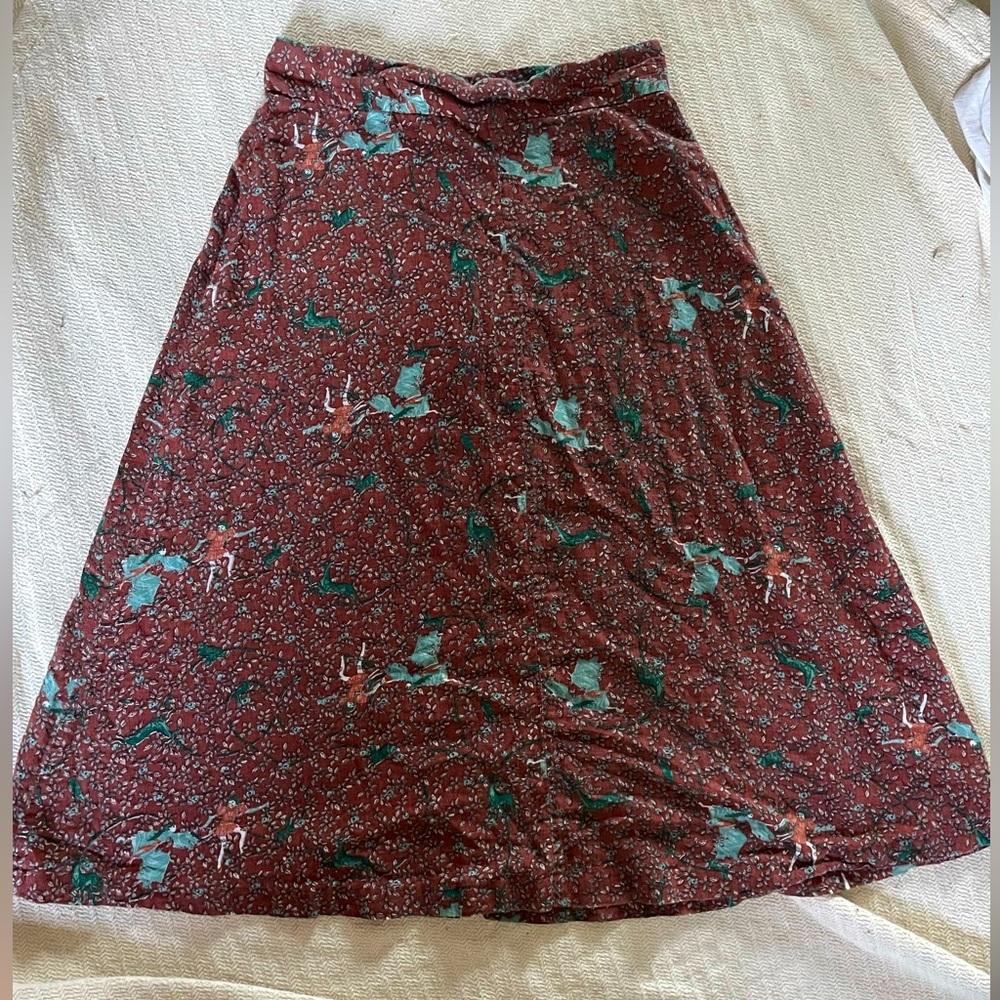 Midi skirt handmade unique pattern A-line skirt 100% cotton